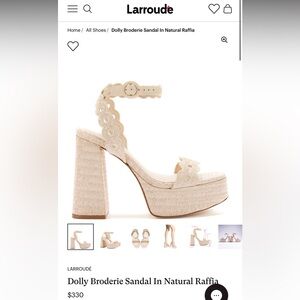 Larroude Dolly Broderie Sandal In Natural Raffia
